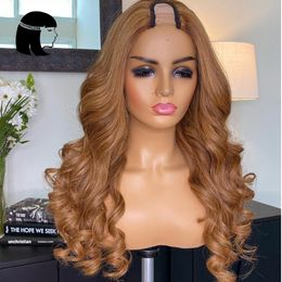 Highlight upart Human Hair wigs Brazilian Glueless Full Honey Blonde Coloured Wigs For Women Ombre Body Wave Lace Front Wig