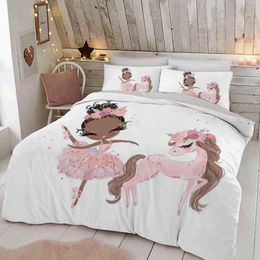 Lovely Princess Kids Bedding Set 150x200 Castle Duvet Cover Pillowcase Bed for Girls Twin Single Size Quilt 200x200