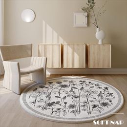 Carpets Flowers Print Living Room Carpet Round Chair Mats Anti-slip Kitchen Bedroom Rug Bath Doormat Kids Play Floor Soft Area RugCarpets