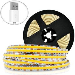 Strips USB Powered LED COB Strip Light Dimmable Tape High Density 480Leds Ribbon FOB Linear For DecorLED