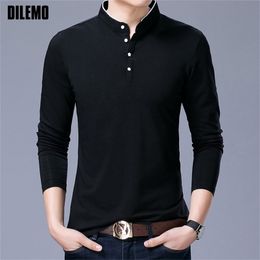 Sell Fashion Brand Clothing Polo Shirt Mens Long Sleeve Slim Fit Boys Mandarin Colla Polos Casual Men's Clothing 220402