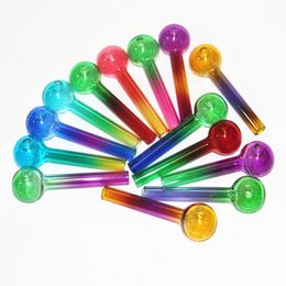 4 inch Colourful Glass Oil Burner Pyrex glass tube smoking pipes tobacco dry herb hand pipe