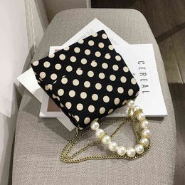 Evening Bag New Elegant Pearl Tote Simple Small Square Polka Dot High Street Versatile Handbag Designer Quality Handbags 220630