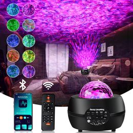 Star Projector Galaxy Lighting Starry Ocean Wave 2 In 1 Projectors with Remote Control 10 Colours 3 Lighting Mode Built-in Bluetooth Speaker Timer Function