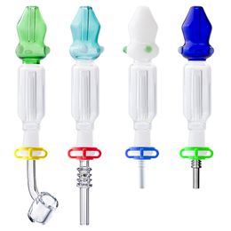 NC022 Hookah Smoking Pipes 10mm Quartz Ceramic Titanium Nail Clip Coloured Mouth Dab Rig Bubbler Pipe Glass Water Bong