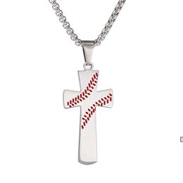 Stainless Steel Baseball Cross Necklace for Women and Men Stainless Steel Bible Verse Necklace Christian Religion Jewelry Gift ZZA12866