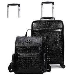 Luggage real crocodile trunk valise tote duffle suitcase carry Travel Leather Rolling Luggage Bags Hand black brwon basketball can custom wheels horiz 55 business