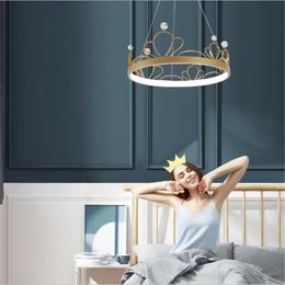 Pendant Lamps Postmodern Light Luxury Simple Living Room Chandelier Warm Creative Flower Crown Study Ring Bedroom ChandelierPendant