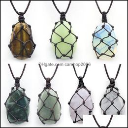 Pendant Necklaces Woven Water Drop Net Reiki Healing Stone Crystal Natural Chakra Energy Necklace For Women Men Delivery Dhseller2010 Dh7Lv