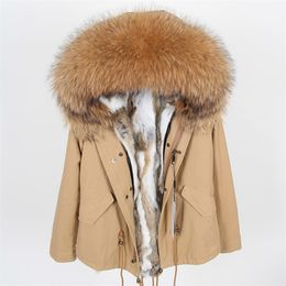 maomaokong Rabbit Fur Parkas Winter Jacket Women Parka Real Fur Coat 201128