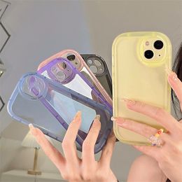 Transparent Round Bumper Phone Cases For iPhone 13 11 12 Pro Xs Max XR Fashion Candy Colours Cover Shockprooft Anit Fall With Lens Protection