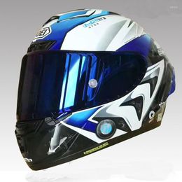 Motorcycle Helmets Safety Single Len White Blue Helmet Full Face X14 Riding Motocross Racing Motorbike HelmetMotorcycle