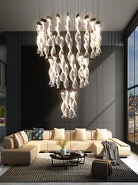 Pendant Lamps High-end Living Room Lamp Light Luxury Loft Stairwell Long Chandelier Modern Duplex Villa Large LampPendant