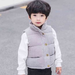 Boy Girl Clothes Autumn Winter Warm Jacket Vest Corduroy Fabric Stand-Up Collar Thick Korean Fashion Quality Children clothes J220718