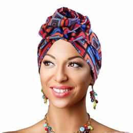 New Big Flower Muslim Headscarf Hats Ethnic Plate Flower Soft African Headwear Turban HAT