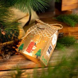 Decorações de Natal Bolsa de biscoito Caixa de presente leve FAUX Kraft Papel com tópico de embalagem Great Boxchristmas