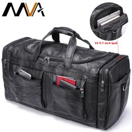 MVA Men Large Capacity Travel Bag Leather Duffel s for Waterproof Weekender Man Carry On Garment s 220509