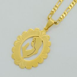 Pendant Necklaces Anniyo The Virgin Mary Gold Color Necklace Chain Catholic Church Jewelry Religion Gifts #001908Pendant