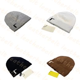 Solid Colour Knitted Hat Simple Cashmere Beanie Letter Printed Wool Skull Cap Dome Tight Warm Beanies