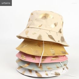 Feathers Printing Cotton Bucket Hat Women's Summer Cap YouTube BU003 Wide Brim Hats Delm22