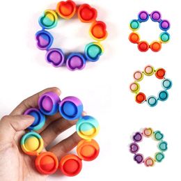 Stress Heart Bracelet Push Children Love Fidget Rainbow Bracelets Toy Sensory Antistress Adult Reliver Bubble Decompression Toys Emkch