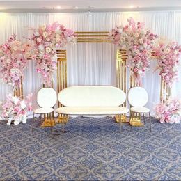 3 peças decorações de casamento bolo deserto mesa brilhante ouro moldura de metal adereços suporte de flores festa de casamento shopping janela porta de boas-vindas decoração de fundo de parede