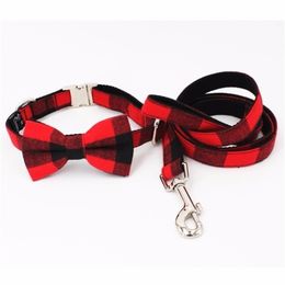 Plaid Valentines day dog collar bows with leashby handmademake your dog namebirthday gift T200517