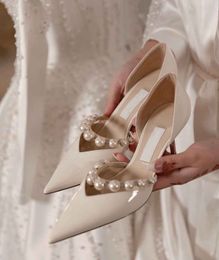 Top Luxury Design Aurelie Sandals Shoes Nude Black White Patent Leather Women Pumps Pointed Toe Party Wedding Bridal High Heels EU35-42