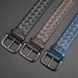 Top Quality Handmade Braided Belt Classic luxury Stiden leather belts men's pure hand woven cow top waistband