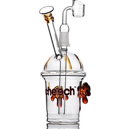 Bubblers Glass Pipes hookahs with Cute Cup Design Palm Dab Rig 8.5 Inches and 14mm Joint