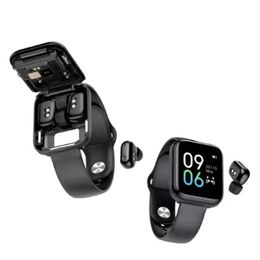 Wholesale Earbuds Smart Watch TWS Wireless Bluetooth Earphones Watches 2 in 1 Music Control Heart Rate Waterproof Sport Smartwatch With Headphones