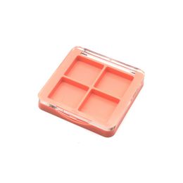 4 Grids Square Eye Shadow Case Pink Makeup Blush Refillable Box Clear Lid Empty Plastic Cosmetic Powder Palette 30pieces