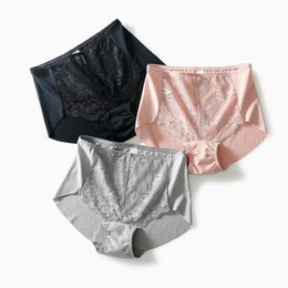 lace panties nude Canada - Women's Panties 3pcs lot Modal Cotton Nude Panty Sexy Lace High Waist Seamless Knickers Invisible Plus Size Underpants For Women Intimates X