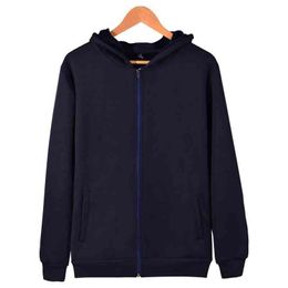 2022 Brand Mens Hooded Sweatshirt Solid Colour Zipper Mens Hoodies Sweatshirts Casual Hoody Sweatshirts For Male Pullovers Y220615