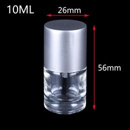 Storage Bottles & Jars 1/2/5pcs 10ml Empty Clear Glass Nail Polish Bottle, Brush Adhesion Promoter With Lid, Adhesive Container, Bottle