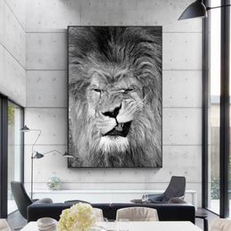 Black And White Ugly lion Canvas Art Painting Posters and Prints Cuadros Home Decor Wall Art Picture for Living Room Home Decor