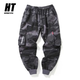 Hip Hop Cargo Pant Mens Fashion Joggers Casual Pants Streetwear Multi-Pocket Ribbons Military Men Harem Large Size 220325