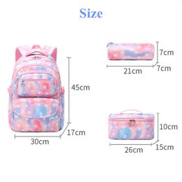 Cartoon Star Printing Girls School Backpacks Children Schoolbag for Girl Princess Backpack with Lunch Case Kids Satchels