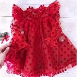 Girl's Dresses Girls Red Princess Dress For Kids Wedding Elegant Party Tutu Vestidos Children Autumn Winter Long Sleeve Christmas Clothes