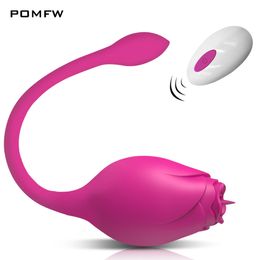 Wireless Rose Vibrator Female Toy With Tongue Licking G-Spot Simulator Vibrating Love Egg Adults sexy Toys For Women