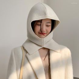 Beanie/Skull Caps Korea Ins Beanies Hat Neck Bib One Balaclava Knitted Women Warm Fashion Autumn Winter Ear Protection Davi22