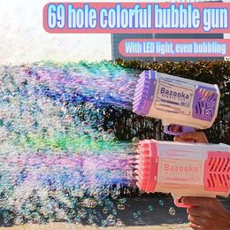 soap machines Canada - Novelty Games 69 Holes Rocket Boom Bubble Machine Children Gift Automatic Summer Soap Water Bubbles Maker Toys for Wedding Party W4
