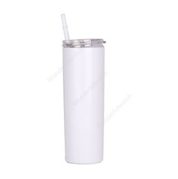 20oz Sublimation Tumbler Blank Stainless Steel Tumbler DIY Straight Cups Vacuum Insulated 600ml Car Tumbler Coffee Mugs Sea Shipping 200lots DAW471