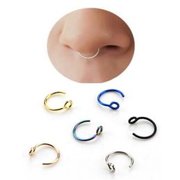 8mm nose ring Canada - Other Fake Nose Ring Faux Piercing Jewelry 8mm Hoop For Lip Septum Set NailOther