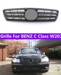 1 PC C63 ABS Material Racing Grille Fits For BENZ C Class W203 Black/ Silver Car Front Bumper Kidney Grill Grille 2000-2006