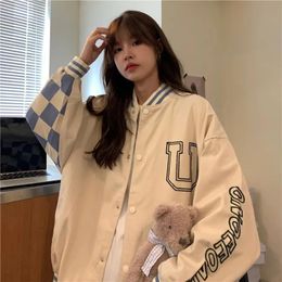 Spring Jacket Women Windbreaker Coat Letter Harajuku Loose Baseball Uniform Streetwear Casual Basic Coat Oversize Allmatch Tops 220817