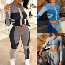 Sexy Tracksuits Women Two Piece Set Outfits Sports Fitness High Waist Leggings Winter Spring Matching Sets Sweatsuit 220810