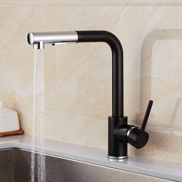 Kitchen Faucets Pull Out Basin Faucet Brass Painting Black For Chrome Silver Single Handle Hole Deck Mount Mixer Water Taps