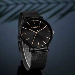 Quartz Watch Round Glass Surface Dial Stainless Steel Mesh Strap for Men Casual Bracele Wristwatch Drop Ship