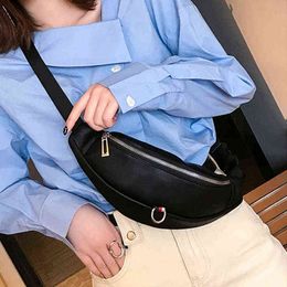 Pu Leather Women Hip Bag High Quality Fanny Pack Black White Shoulder Crossbody Chest s Female Banana Belt Wallet J220705